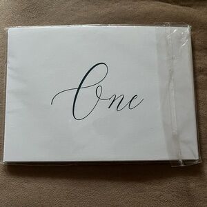 Wedding table number cards 1-16 White cards with blue letters